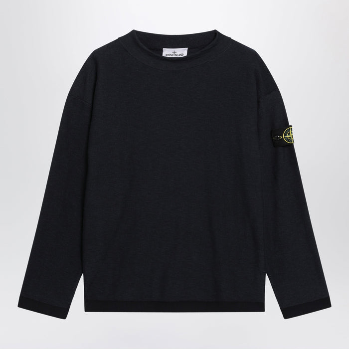 Stone Island Navy Blue Crater Neck Jumper