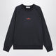 Stone Island Navy Blue Cotton Sweatshirt With Logo Prints