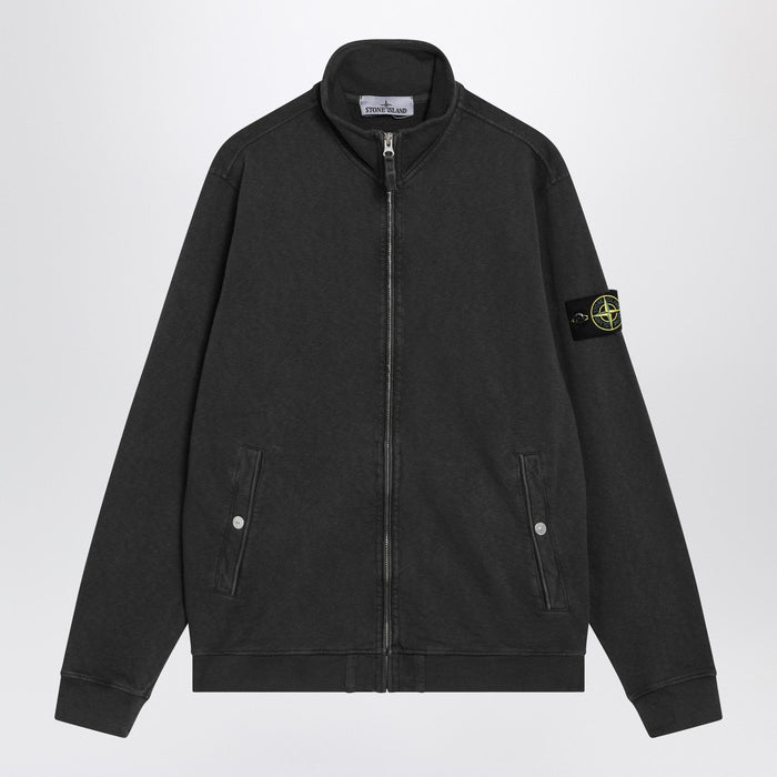 Stone Island Grey Zip-Up Track Jacket In Cotton Fleece