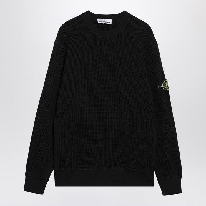 Stone Island Black Cotton Crewneck Sweater