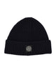 Stone Island Navy Wool Beanie With Compass Patch