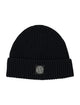 Stone Island Compass Patch Beanie In Black Wool