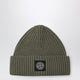 Stone Island Green Ribbed Wool Beanie With Compass Patch