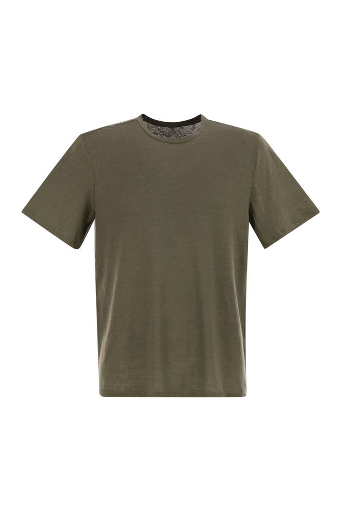 Majestic Crew-Neck And Short-Sleeved T-Shirt In Linen