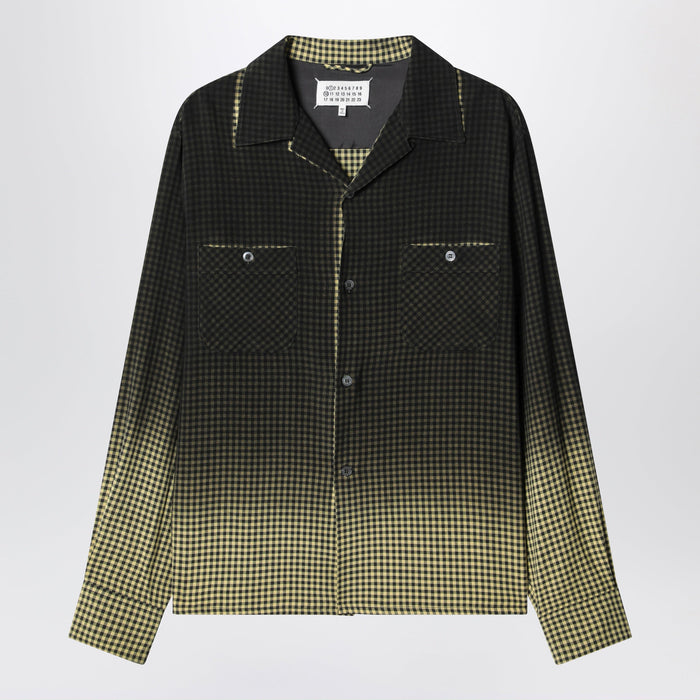 Maison Margiela Gradient Check Viscose Shirt In Yellow And Black