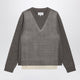 Maison Margiela Crewneck Lambswool Sweater In Mud And Ecru