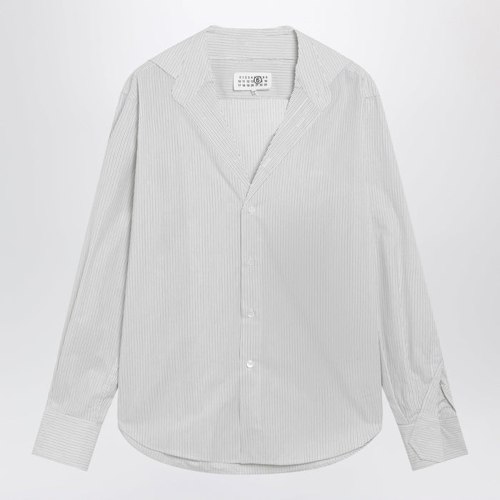 Mm6 Maison Margiela Pinstriped Cotton Shirt With V-Neck