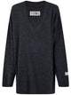Mm6 Maison Margiela Grey Mélange Oversized Vneck Knit Sweater