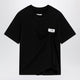 Mm6 Maison Margiela Black Draped Tshirt With Logo Patch
