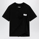Mm6 Maison Margiela Black Draped T-Shirt With Logo Patch