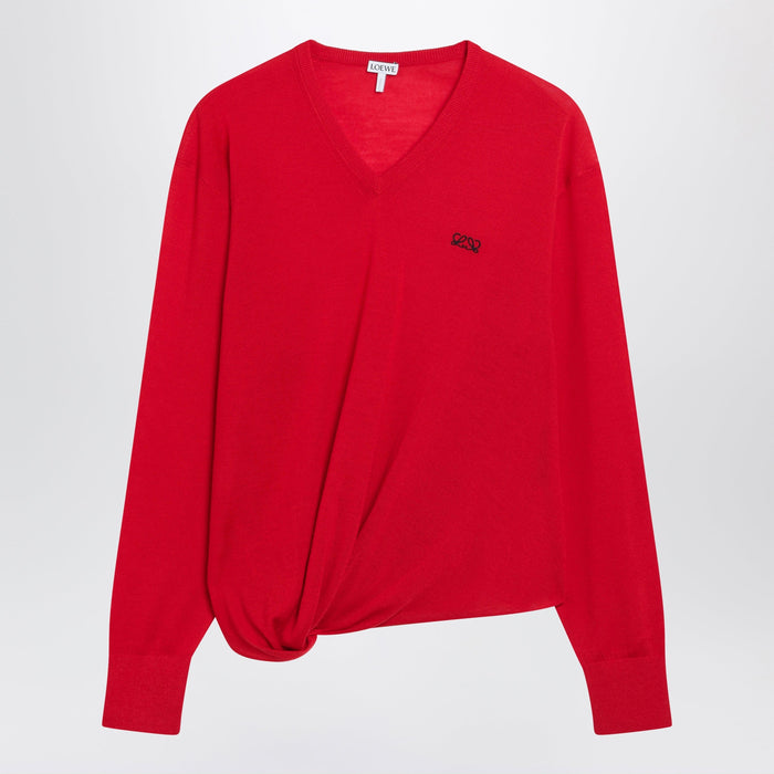 Loewe Red Merino Wool Draped Top