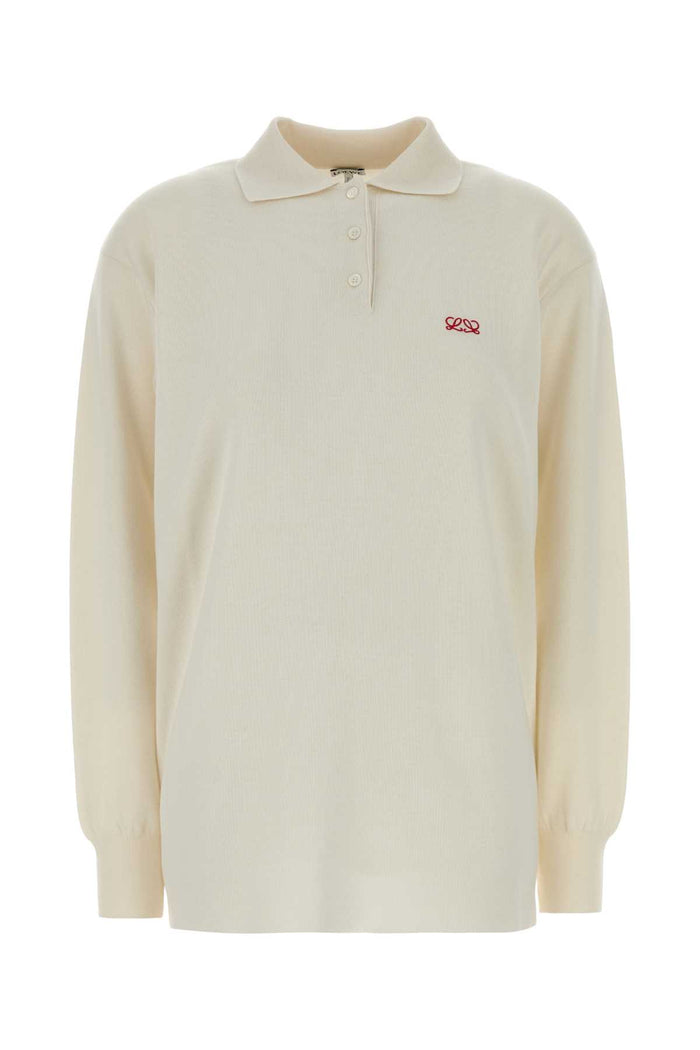 Loewe Ivory Stretch Cashmere Blend Polo Shirt