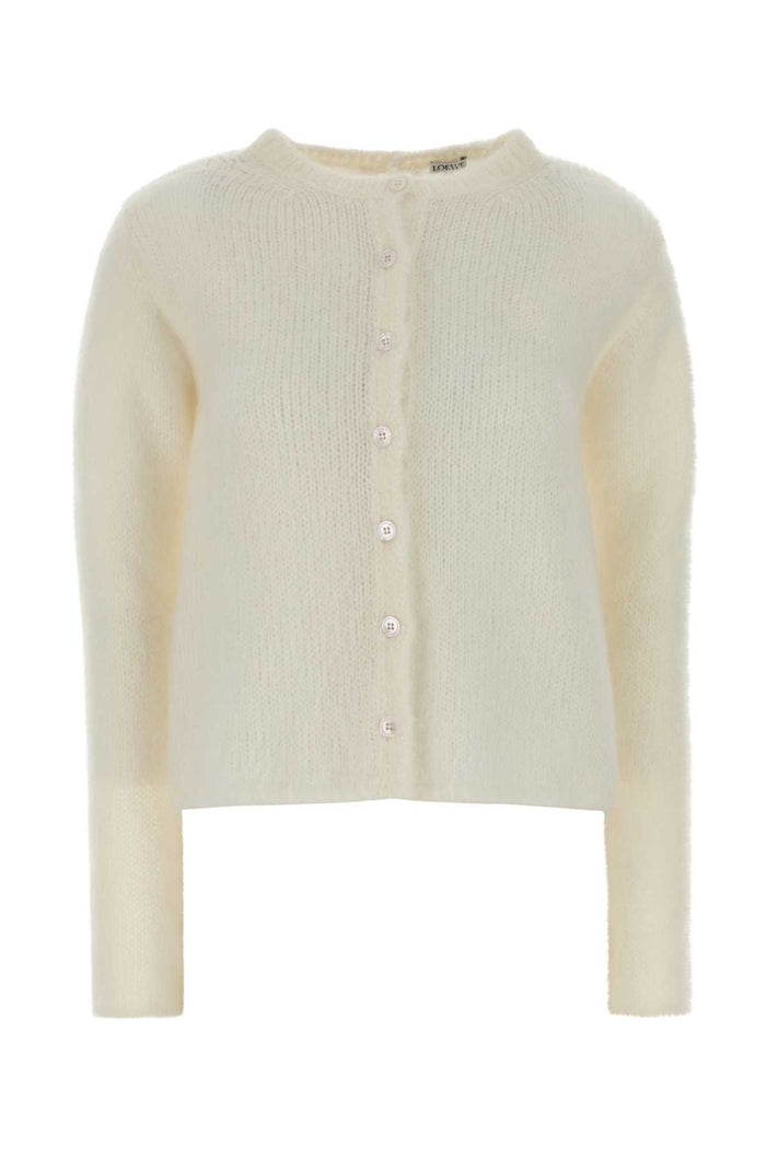 Loewe Ivory Stretch Mohair Blend Cardigan