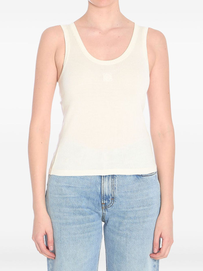 Loewe Anagram Ribbed Silk Tank Top