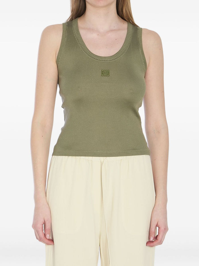 Loewe Anagram Ribbed Silk Tank Top