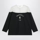 Mm6 Maison Margiela Black Top With Logo Print And Sheer Insert