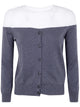 Mm6 Maison Margiela Knit Cardigan With Sheer Yoke In Cotton Dark Grey