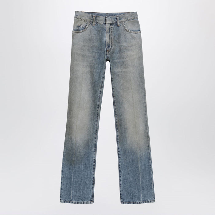 Mm6 Maison Margiela Straightleg Highwaist Cotton Jeans In Medium Blue