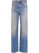 Mm6 Maison Margiela Straightleg Trompelœil Cotton Jeans In Medium Blue