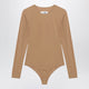 Mm6 Maison Margiela Flesh-Tone Long-Sleeve Lycra Jersey Bodysuit