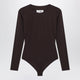 Mm6 Maison Margiela Brown Long-Sleeve Lycra Jersey Bodysuit