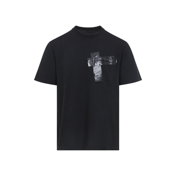 Maison Margiela Taped Cotton Jersey Tshirt In Black