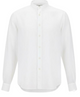 Aspesi White Linen Flax Front Button Band Collar Shirt