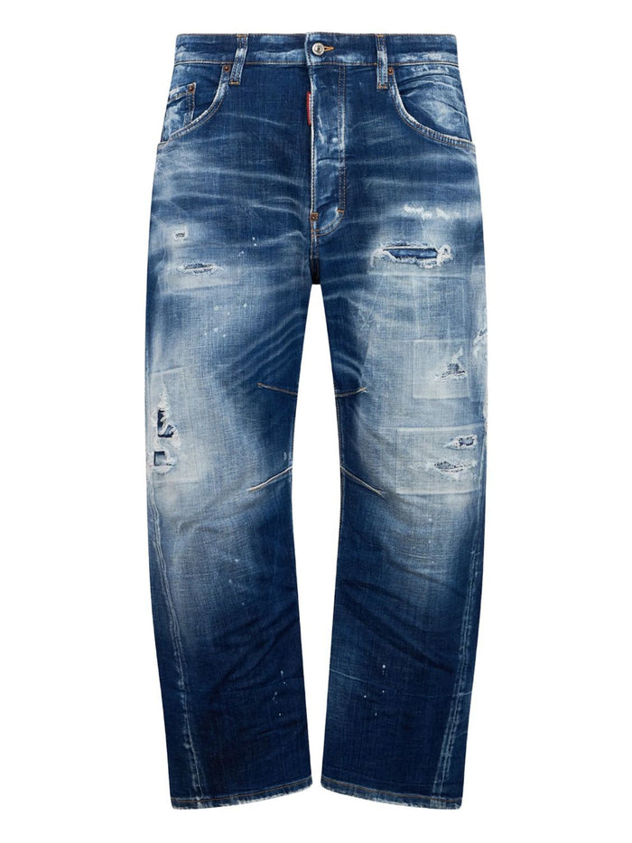 Dsquared2 5 Pockets Navy Blue Cotton Elastane Pants