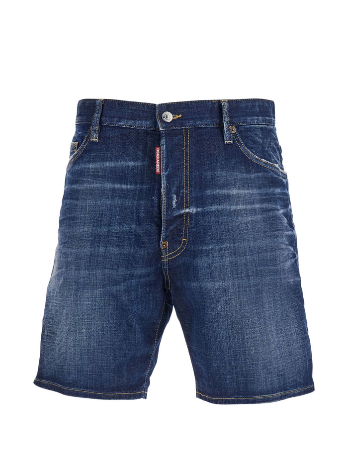 Dsquared2 Shorts Navy Blue Cotton Elastane Pants