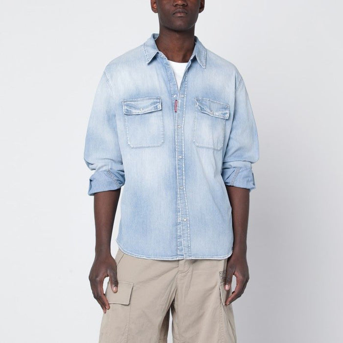 Dsquared2 Light Blue Washed Denim Shirt