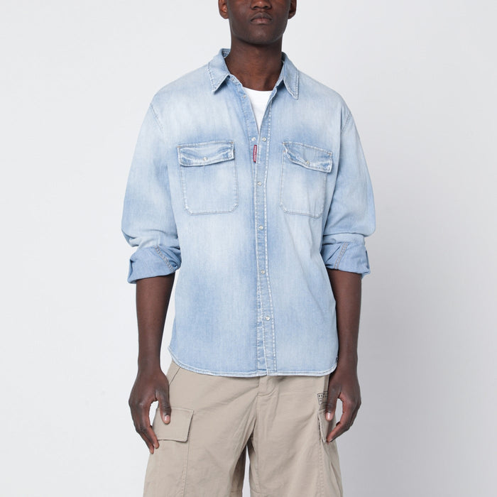 Dsquared2 Light Blue Washed Denim Shirt