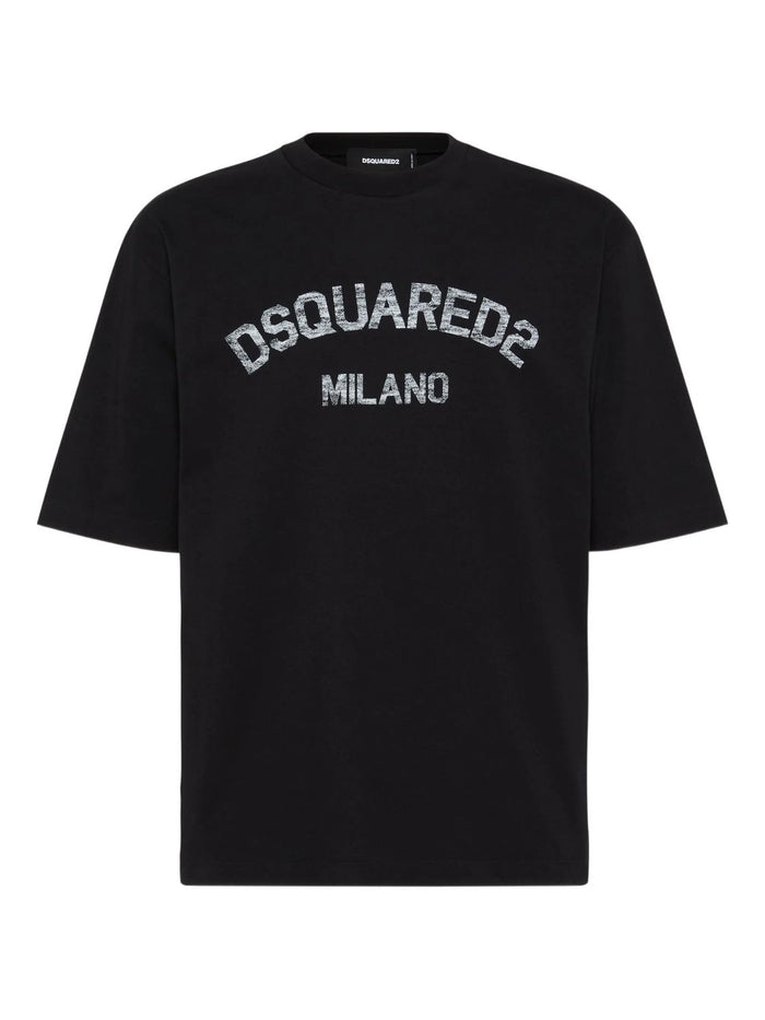 Dsquared2 Black-Fuxia Cotton T-Shirt