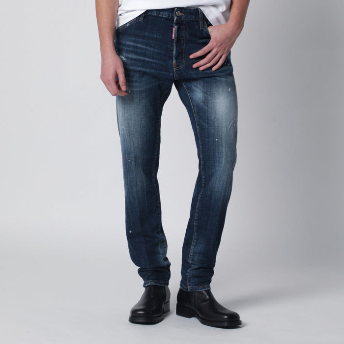 Dsquared2 Washed Blue Teddy Jeans With Paint Splatters