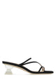 Stuart Weitzman Black Suede Lucite Sculpt Mules