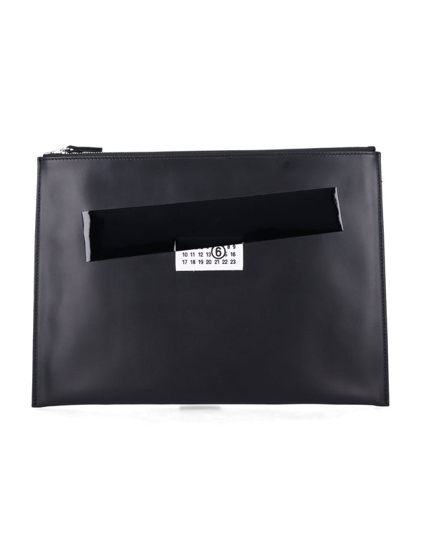 Mm6 Maison Margiela Mm6 Maison Margiela Black Leather Pouch With Logo And Tape Detail