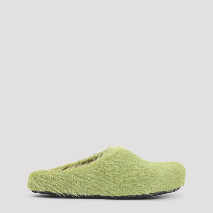 Marni Lime Calf Hair Fussbett Sabot Mules