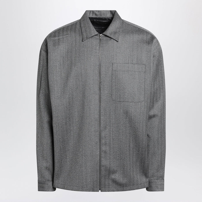Prada Gray Wool Overshirt With Zip