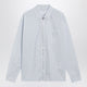 Prada White And Light Blue Striped Zipup Shirt