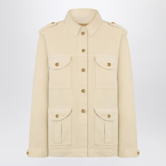 Blaze Milano Safari Jacket In Beige Denim