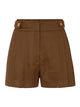 Elisabetta Franchi Brown Linen Gold Metal Trousers