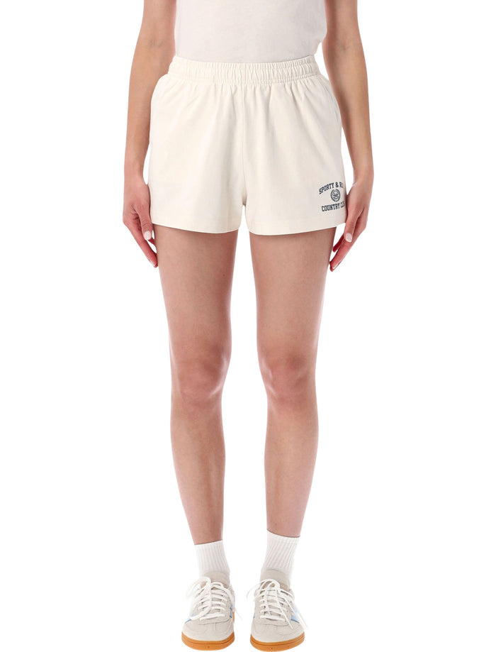 Sporty & Rich Sporty & Rich Off-White Cotton Varsity Shorts