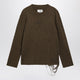 Mm6 Maison Margiela Crewneck Sweater In Khaki/Black Wool Blend