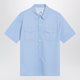 Mm6 Maison Margiela Short-Sleeve Poplin Shirt With Reinforcements, Light Blue