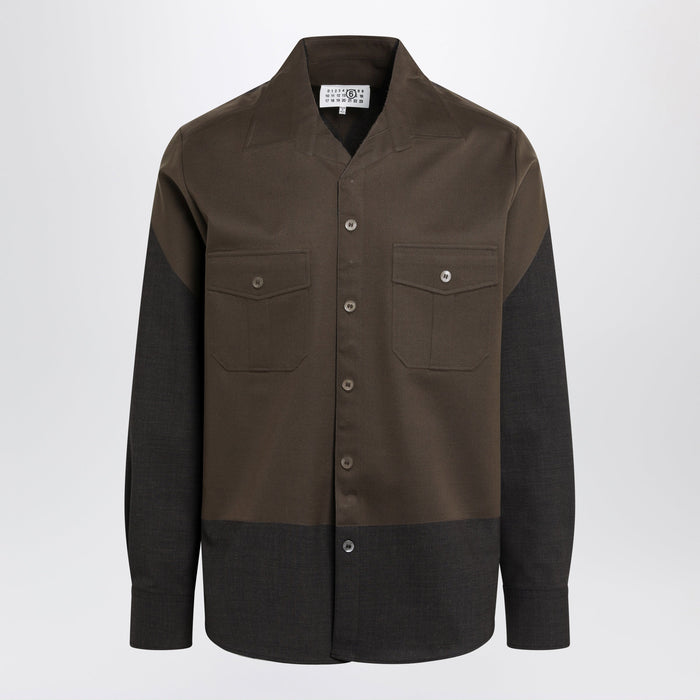 Mm6 Maison Margiela Two-Tone Brown Shirt In Wool Blend