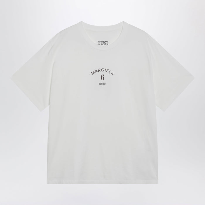 Mm6 Maison Margiela White T-Shirt With Logo Print