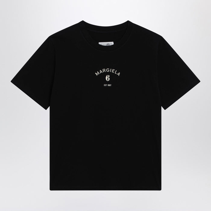 Mm6 Maison Margiela Black T-Shirt With Logo Print