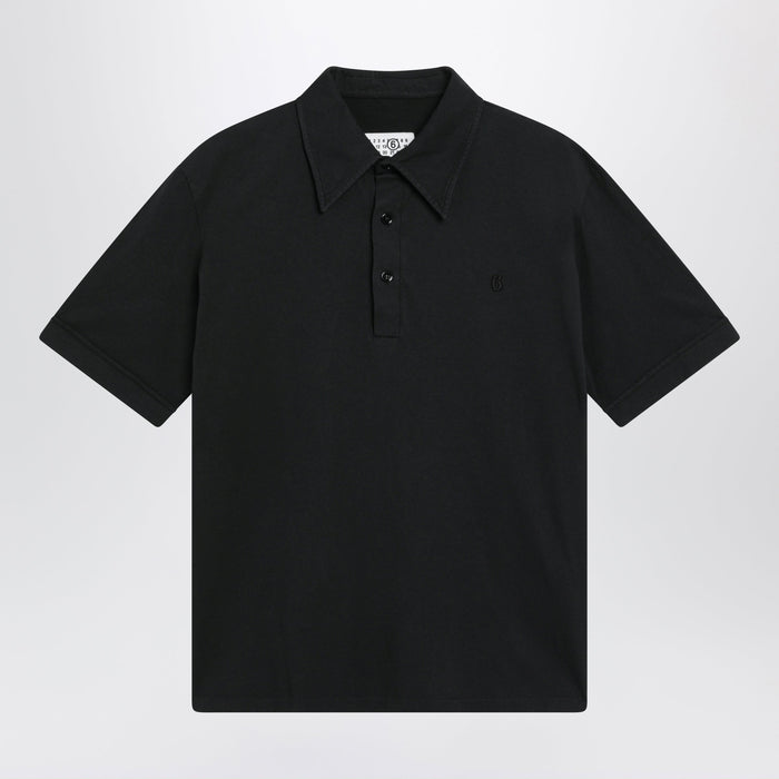 Mm6 Maison Margiela Black Cotton Polo Shirt
