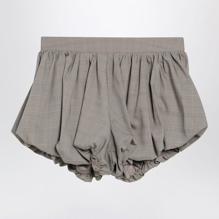 The Frankie Shop Beige Checkered Balloon Shorts In A Wool Blend