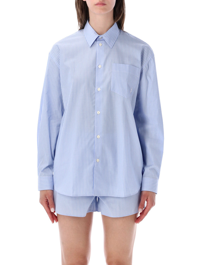 Sporty & Rich Sporty & Rich Light Blue Striped Oversized Shirt