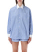 Sporty & Rich Sporty & Rich Oversized Blue Striped Shirt